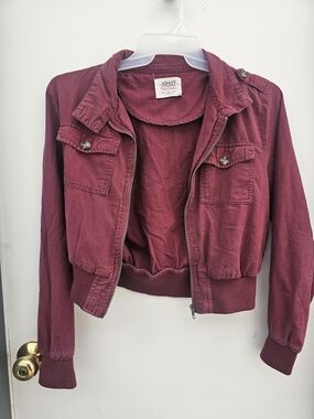 Ashley By 26 International Burgundy Utility Bomber Jacket - Women